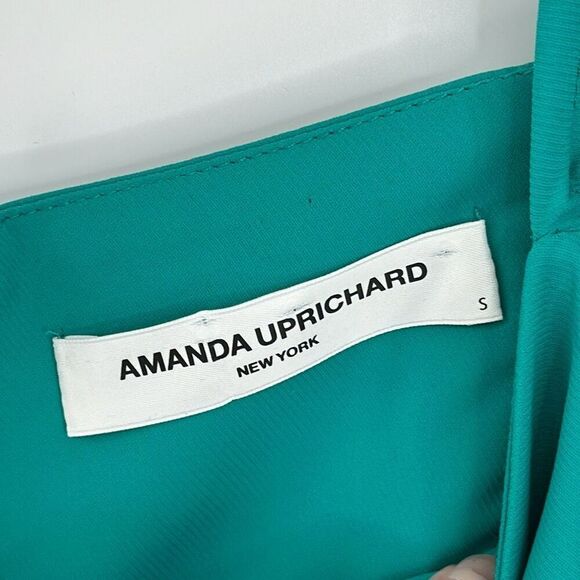 Amanda Uprichard Green Short Puffed Sleeve Square Neckline Mini Dress Small - Picture 2 of 9